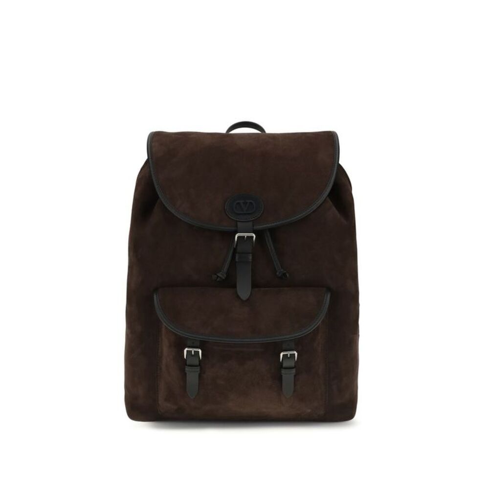 Valentino Garavani Brown Calf Leather Bos Taurus Men's Backpack